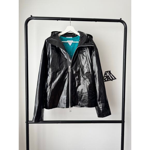 Bottega Veneta Rubber Glossy Black Vinyl Jacket Detachable Vest - Picture 1 of 10